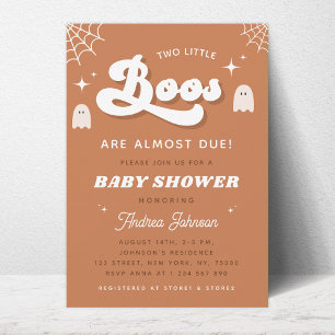 Groovy Typografie Retro Ghost Twin Baby Shower Einladung
