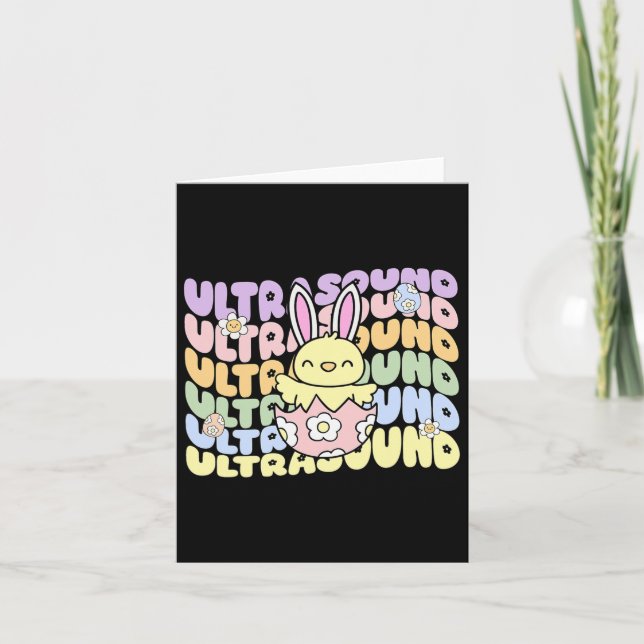 Groovy Ultrasound Tech Bunny Chick Eggs Ostersonne Karte (Vorderseite)