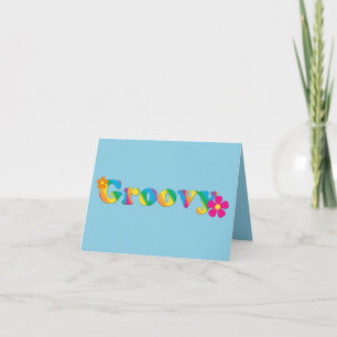 Groovy und Blume Helle Farben 60er Hippie Design Karte