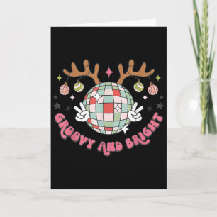 Groovy und helles Frohe Weihnachten Disco-Kugel-Re Karte