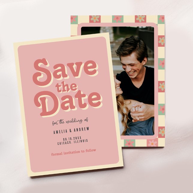 Groovy und Retro 70er Wedding Save The Date (Von Creator hochgeladen)