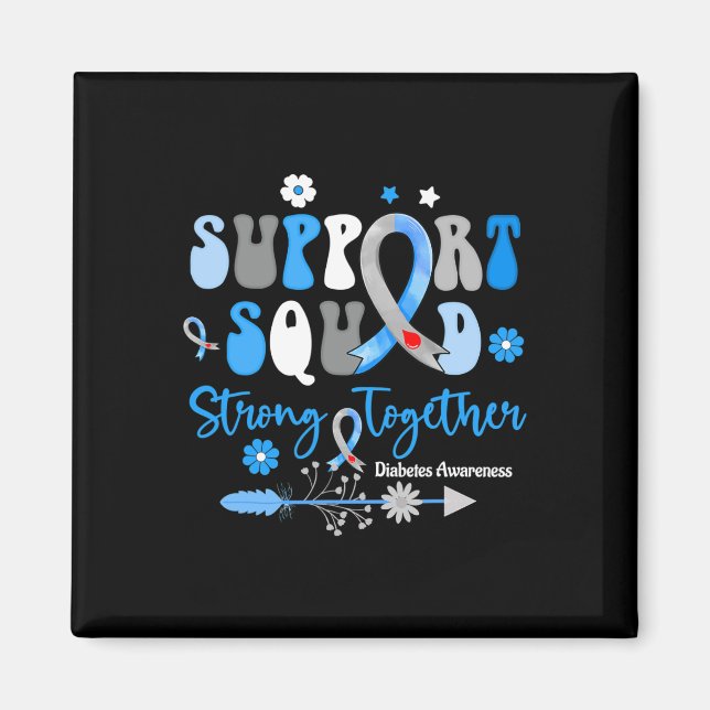 Groovy Unterstützung Squad Ribbon T1d Diabetes Bew Magnet (Vorne)