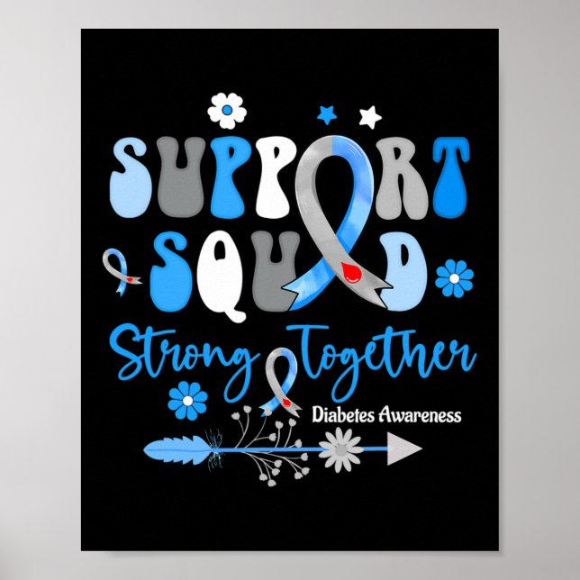 Groovy Unterstützung Squad Ribbon T1d Diabetes Bew Poster (Vorne)