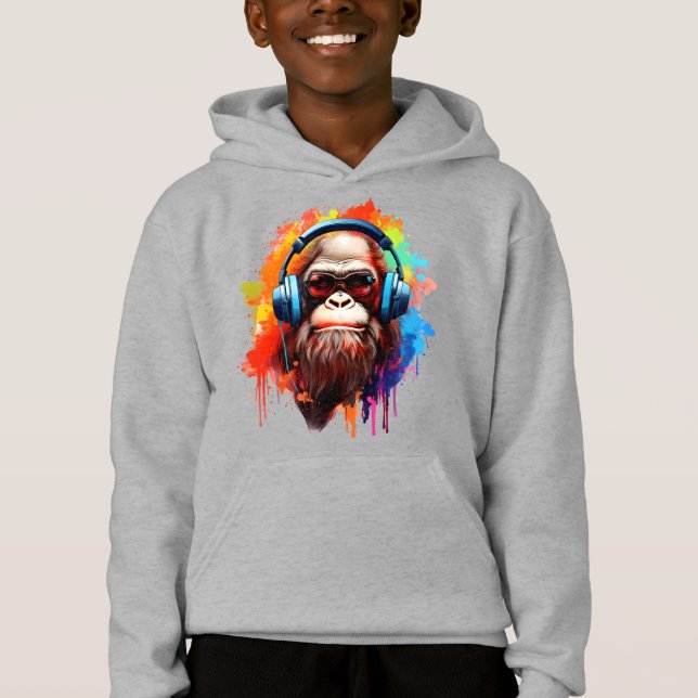 Groovy Urban Ape in Tunes Hoodie (Vorderseite)