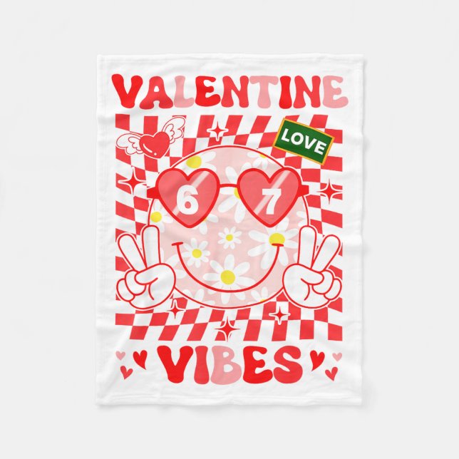 Groovy Valentine Vibes Happy Valentine's Day Girl  Fleecedecke (Vorderseite)