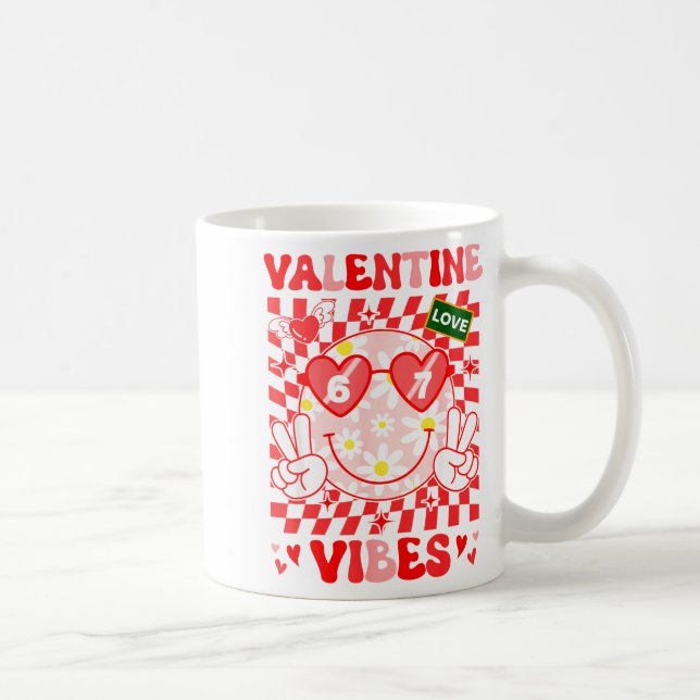 Groovy Valentine Vibes Happy Valentine's Day Girl  Kaffeetasse (Rechts)