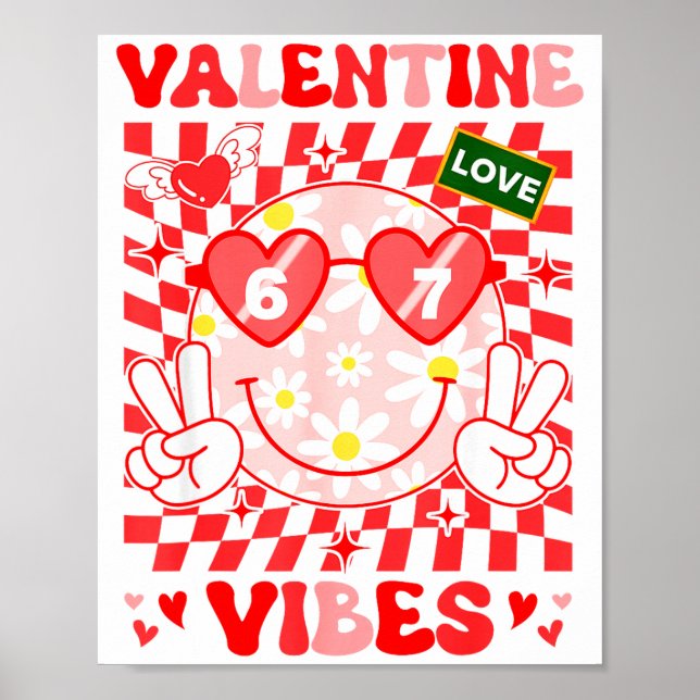 Groovy Valentine Vibes Happy Valentine's Day Girl  Poster (Vorne)