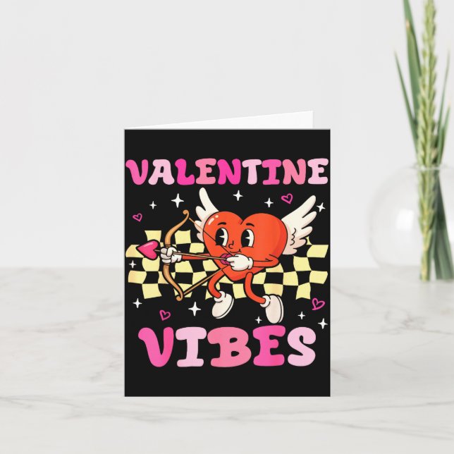 Groovy Valentine Vibes Heart Cud Women Men  Karte (Vorderseite)