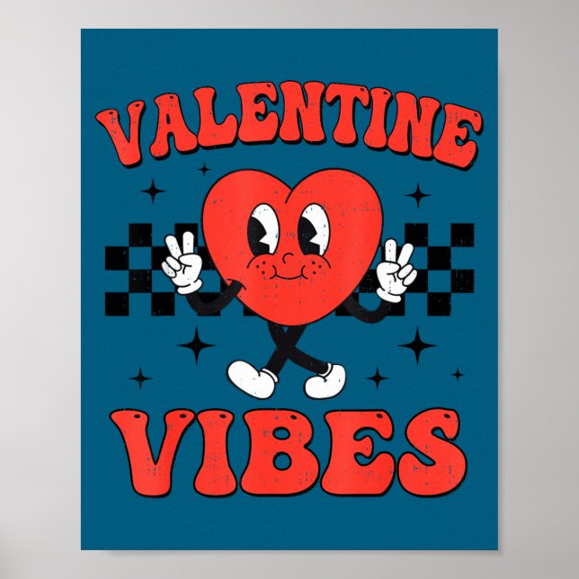 Groovy Valentine Vibes Heart Peace Valentines Day  Poster (Vorne)