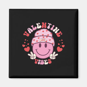 Groovy Valentine Vibes Smiley Gesicht Valentinstag Magnet