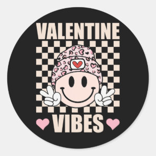 Groovy Valentine Vibes Valentinstag Design Für G Runder Aufkleber