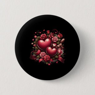 Groovy Valentine Vibes Valentinstag Mädchen Damen Button
