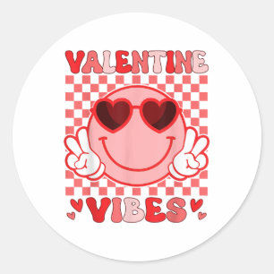 Groovy Valentine Vibes Valentinstag Shirts für G Runder Aufkleber