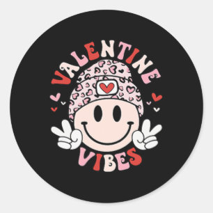 Groovy Valentine Vibes Valentinstag Shirts für G Runder Aufkleber
