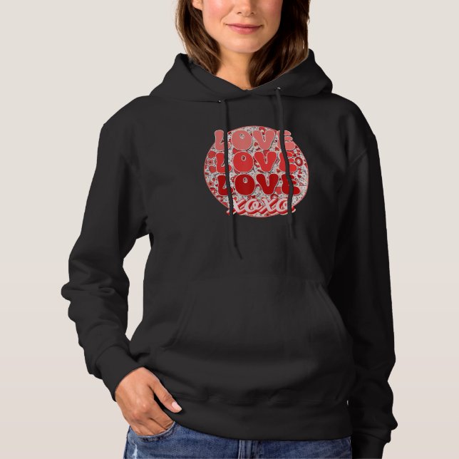 Groovy Valentine's Day Liebe Retro Kaffee Herz Flo Hoodie (Vorderseite)