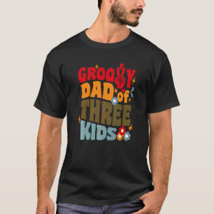 Groovy Vater von drei Kindern Retro Wavy 70er Jahr T-Shirt