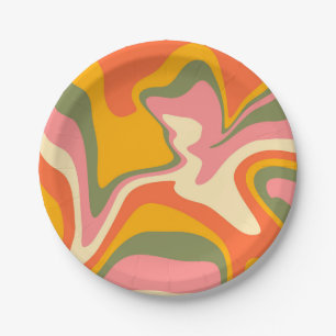 Groovy verflüssigte Marmor Retro 60er Vintage-Part Pappteller