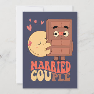 Groovy Verheiratet Couple Pancake Chocolate Liebe Einladung