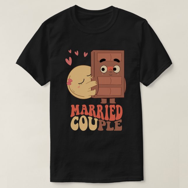 Groovy Verheiratet Couple Pancake Chocolate Liebe T-Shirt (Design vorne)