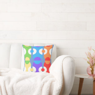 Groovy Vibes Colorful Chaos Geometric Kissen
