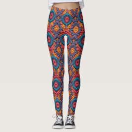 Groovy Vibes Crochet Bright Vibrangs Colors Boho Leggings
