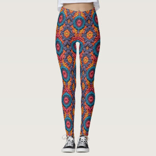 Groovy Vibes Crochet Bright Vibrangs Colors Boho Leggings