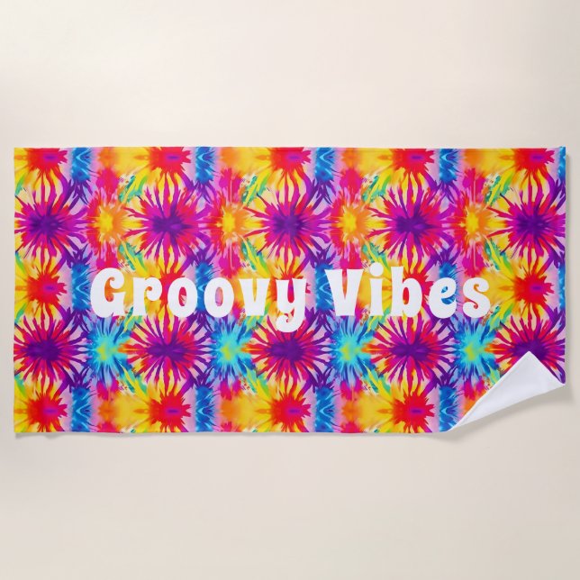 Groovy Vibes Gefärbte Krawatte individuell anpassb Strandtuch (Vorderseite)