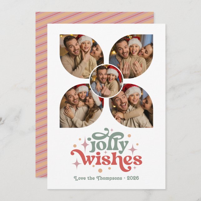 Groovy Vibes Retro Foto Collage Weihnachten (Vorne/Hinten)