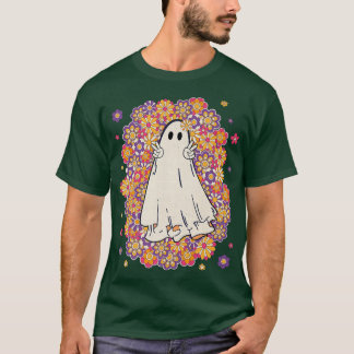 Groovy Vintag Blume Ghost Niedlich Spooky Season H T-Shirt