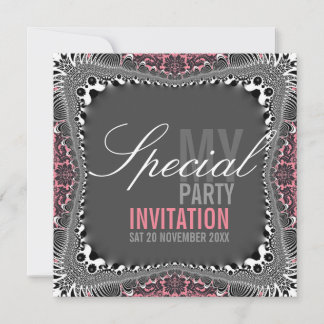 Groovy Vintag Damask Besondere Party Einladungen