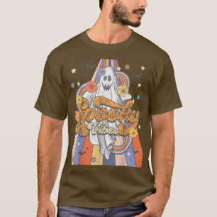 Groovy Vintag Floral Ghost Hippie Halloween Spook T-Shirt