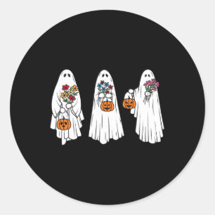 Groovy Vintag Floral Ghost Niedlich Halloween Spoo Runder Aufkleber