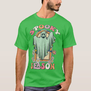 Groovy Vintag Floral Ghost Niedlich Halloween Spoo T-Shirt