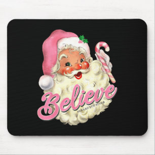 Groovy Vintag Pink Weihnachtsmann glaubt Weihnacht Mousepad