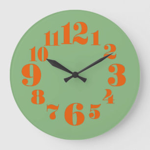 Groovy Vintag/Retro 1970er Jahre Orange und Green Große Wanduhr