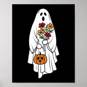 Groovy Vintage Floral Geist Süß Halloween Gruselig Poster