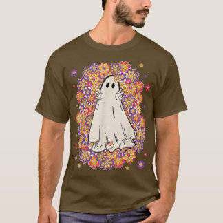 Groovy Vintage Flower Ghost Cute Spooky Season Hal T-Shirt