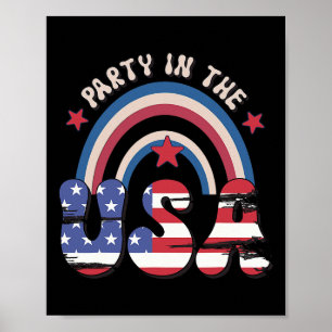 Groovy Vintage-Party in den USA Regenbogen Amerika Poster