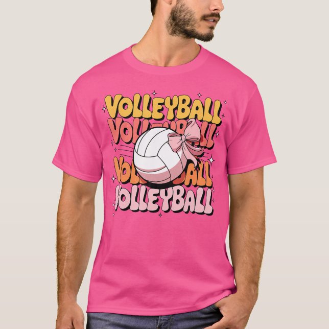Groovy Volleyball Coquette Bow Volleyball Lover Vo T-Shirt (Vorderseite)