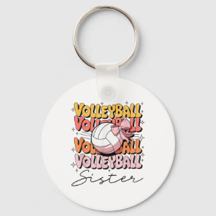 Groovy Volleyball Sister Coquette Bow Volleyball Schlüsselanhänger