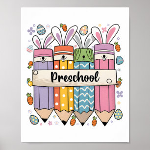 Groovy Vorschullehrer Osterhase unterrichtet Oster Poster