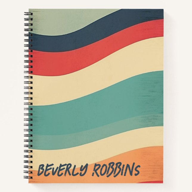 Groovy Waves Retro Notizbuch (Vorderseite)