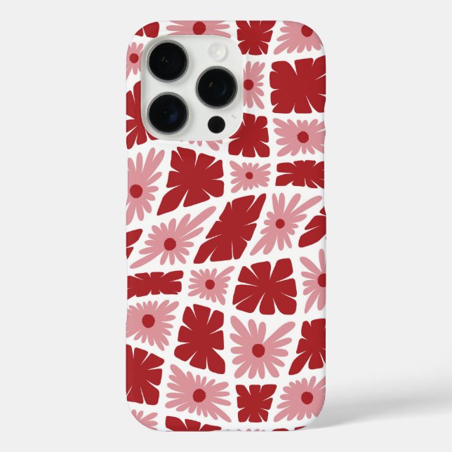 Groovy Wavy Trippy 60er Blume Karo Rot Rosa Case-Mate iPhone Hülle (Rückseite)