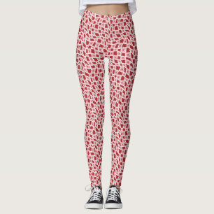 Groovy Wavy Trippy 60er Blume Karo Rot Rosa Leggings