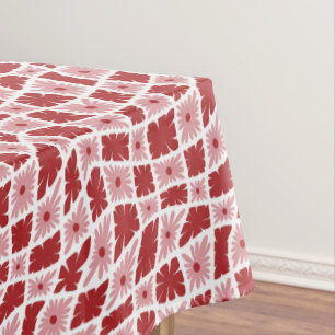 Groovy Wavy Trippy 60er Blume Karo Rot Rosa Tischdecke