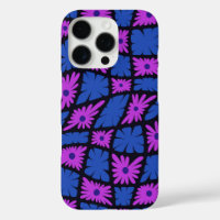 Groovy Wavy Trippy 60er Blume Karos Blue Pink