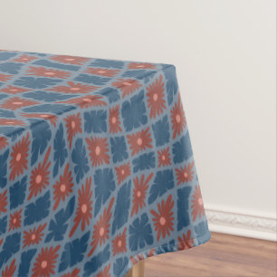 Groovy Wavy Trippy 60er Blume Karos Blue Red Tischdecke