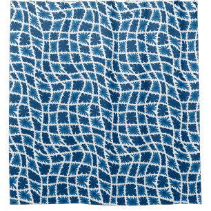Groovy Wavy Trippy 60er Blume Karos Blues Duschvorhang