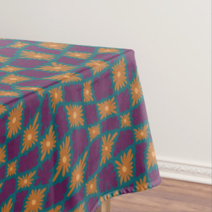 Groovy Wavy Trippy 60er Blume Karos Orange Pink Tischdecke