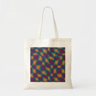 Groovy Wavy Trippy 60er Blume Karos Orange Pink Tragetasche